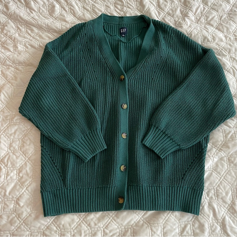 Gap Shaker-Stitch Boyfriend Cardigan Color: june bug green Size: XL